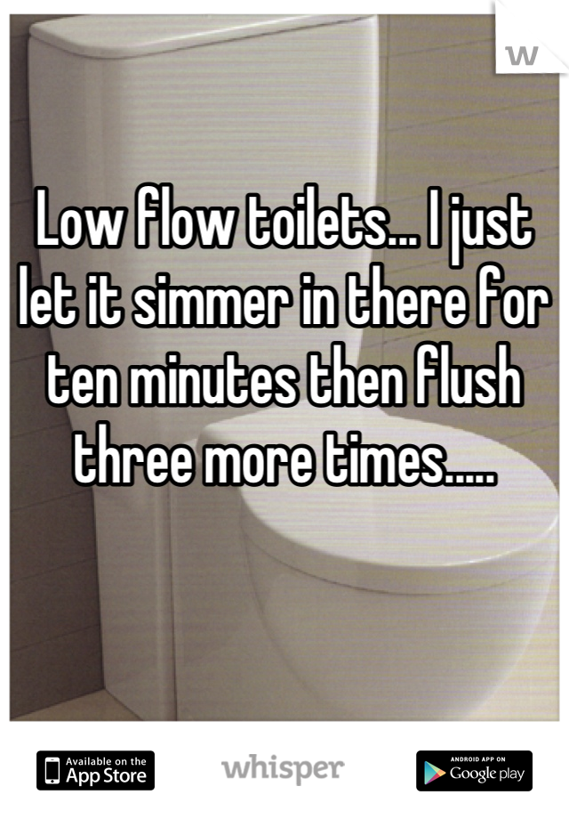 

Low flow toilets... I just let it simmer in there for ten minutes then flush three more times.....