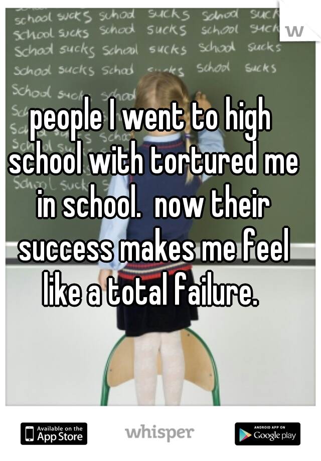 people I went to high school with tortured me in school.  now their success makes me feel like a total failure. 