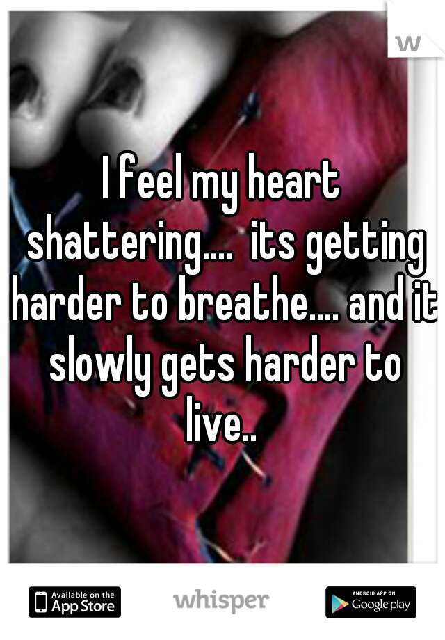 I feel my heart shattering....  its getting harder to breathe.... and it slowly gets harder to live.. 