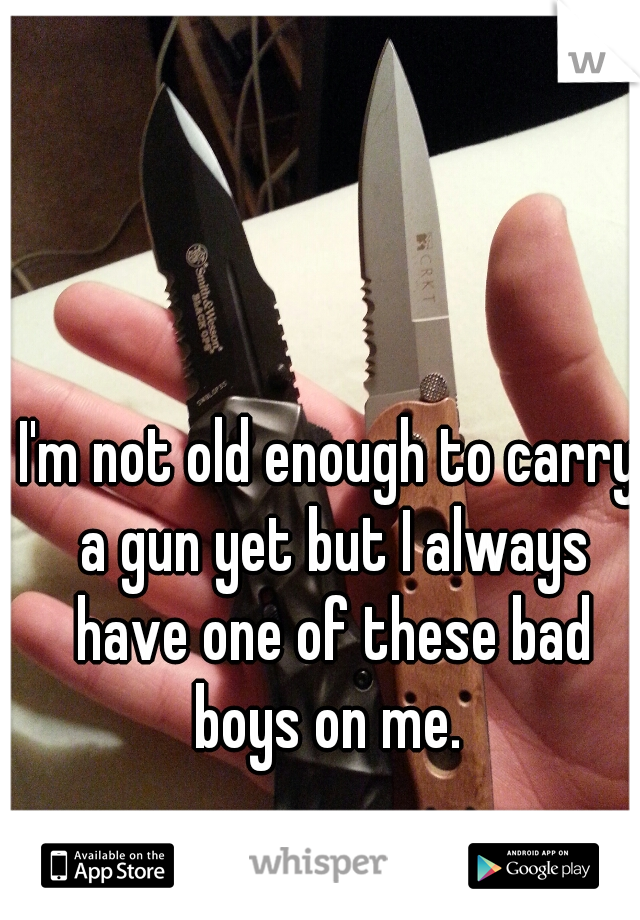 I'm not old enough to carry a gun yet but I always have one of these bad boys on me. 