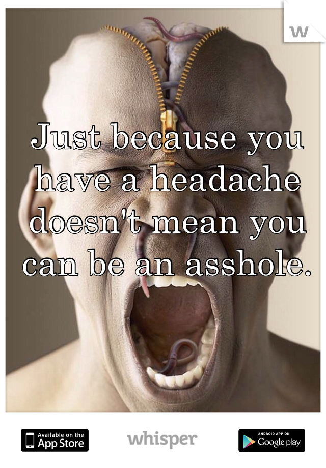 Just because you have a headache doesn't mean you can be an asshole. 