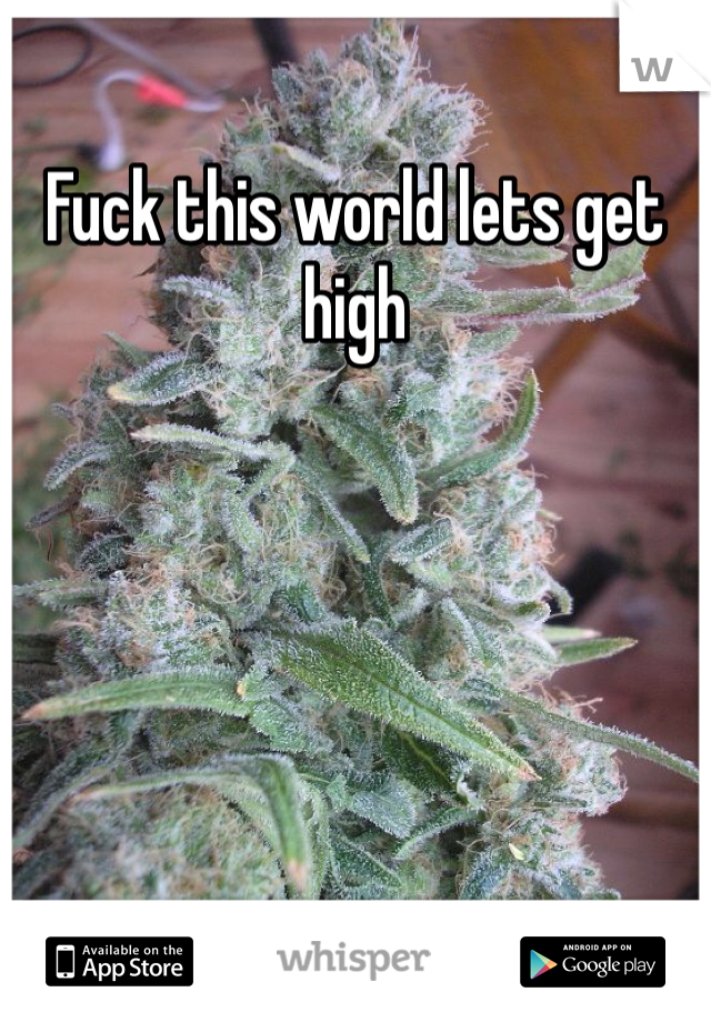 Fuck this world lets get high 
