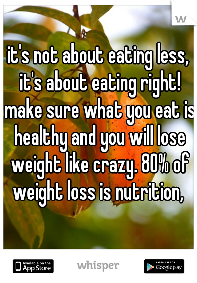 it's not about eating less, it's about eating right! make sure what you eat is healthy and you will lose weight like crazy. 80% of weight loss is nutrition, 