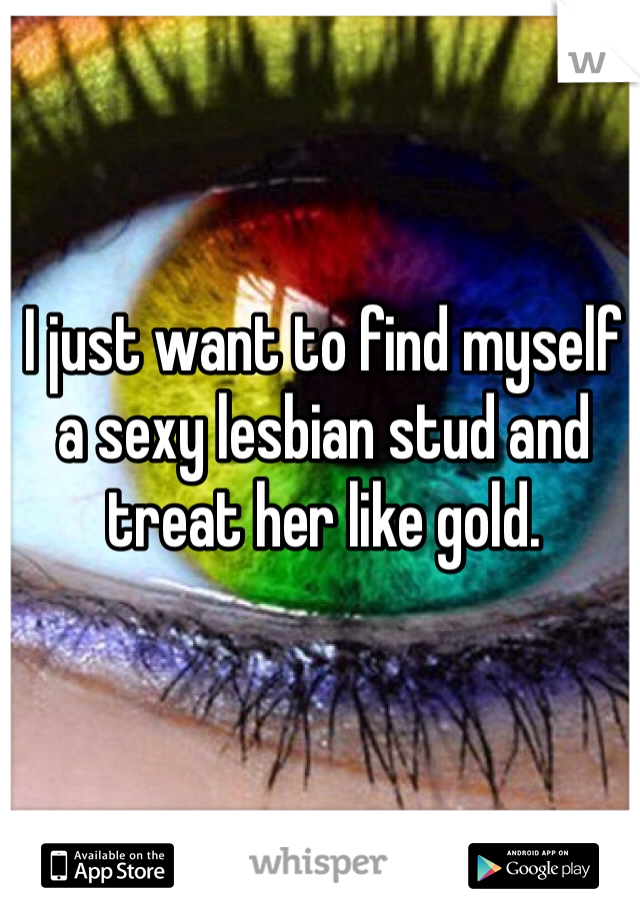 I just want to find myself a sexy lesbian stud and treat her like gold. 