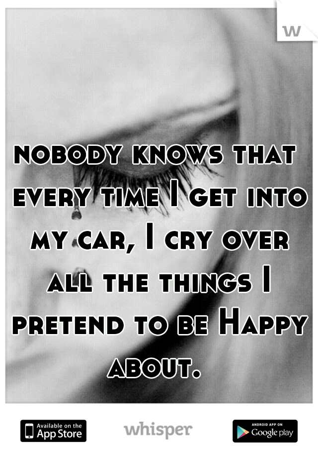 nobody knows that every time I get into my car, I cry over all the things I pretend to be Happy about. 