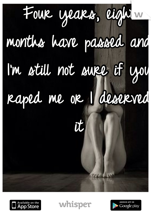 Four years, eight months have passed and I'm still not sure if you raped me or I deserved it