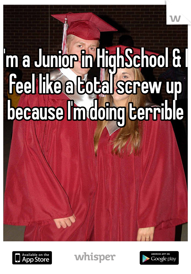 I'm a Junior in HighSchool & I feel like a total screw up because I'm doing terrible 