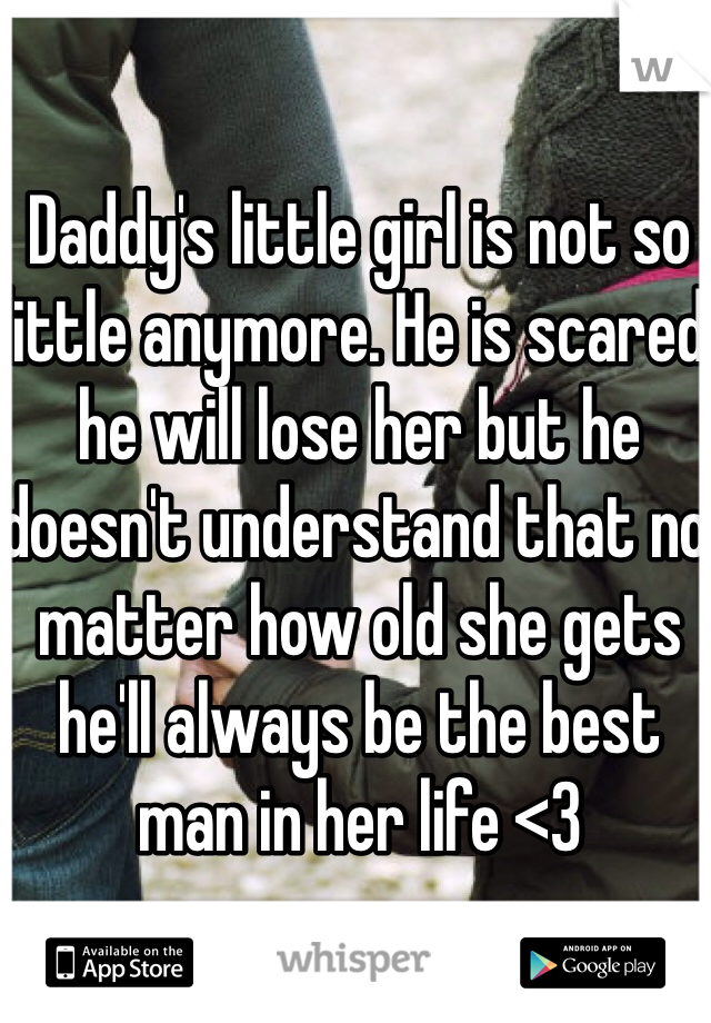 Daddy's little girl is not so little anymore. He is scared he will lose her but he doesn't understand that no matter how old she gets he'll always be the best man in her life <3