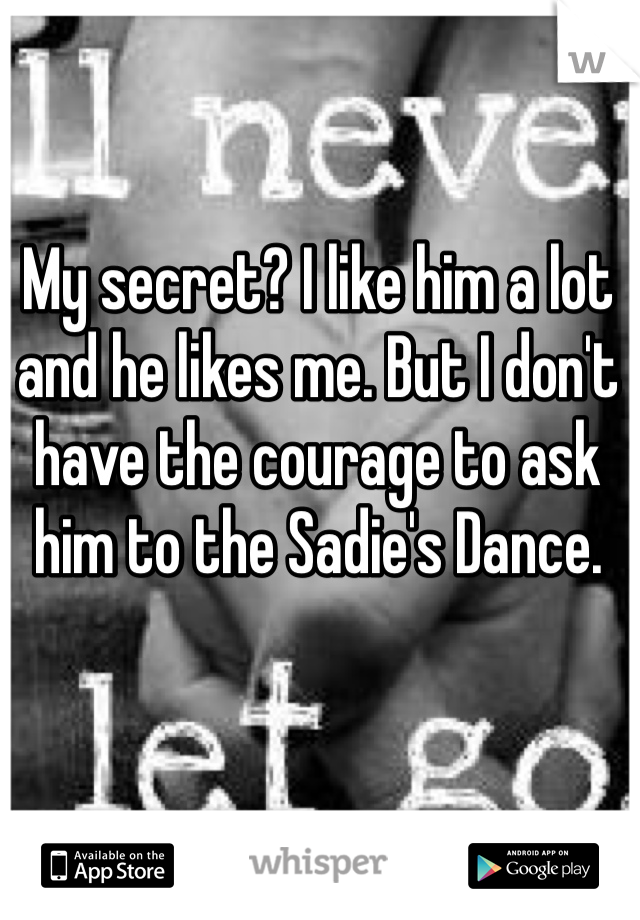 My secret? I like him a lot and he likes me. But I don't have the courage to ask him to the Sadie's Dance.