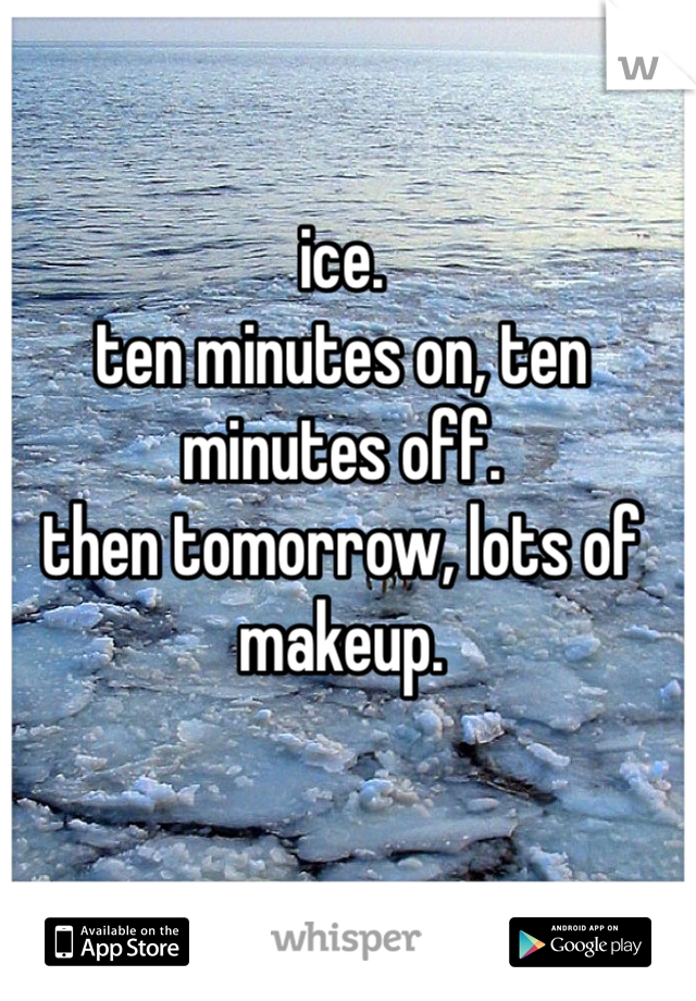 ice.
ten minutes on, ten minutes off.
then tomorrow, lots of makeup.
