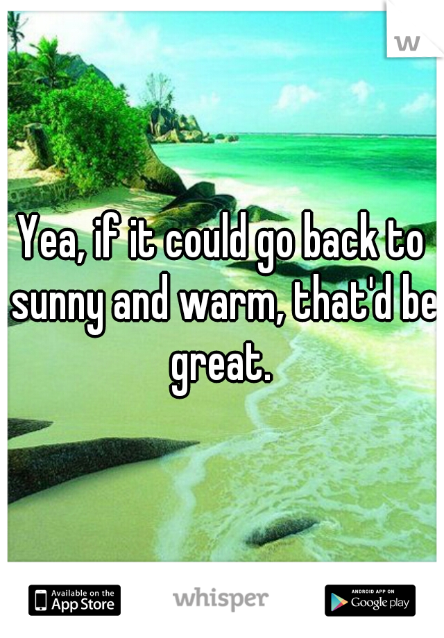 Yea, if it could go back to sunny and warm, that'd be great. 