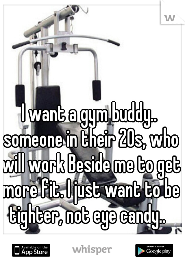 I want a gym buddy.. someone in their 20s, who will work Beside me to get more fit. I just want to be tighter, not eye candy..  