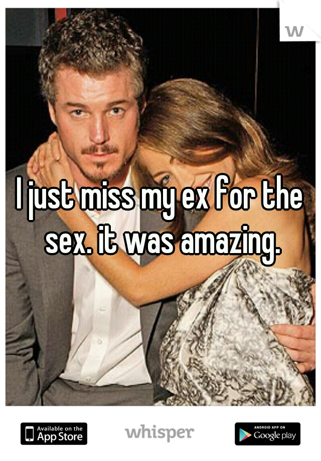 I just miss my ex for the sex. it was amazing.