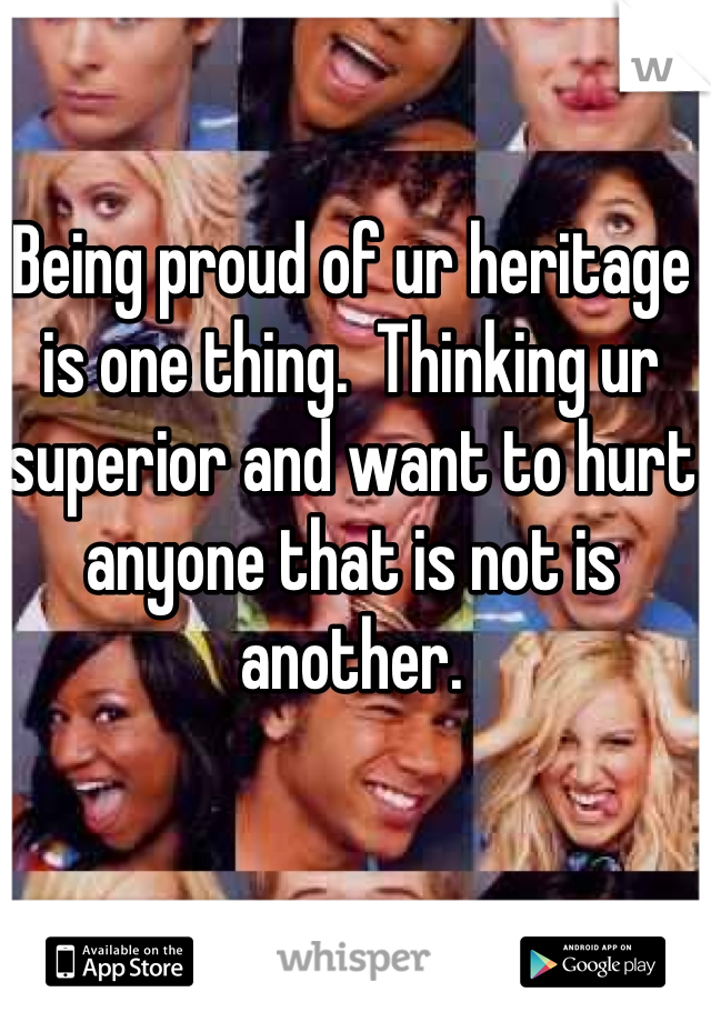Being proud of ur heritage is one thing.  Thinking ur superior and want to hurt anyone that is not is another.