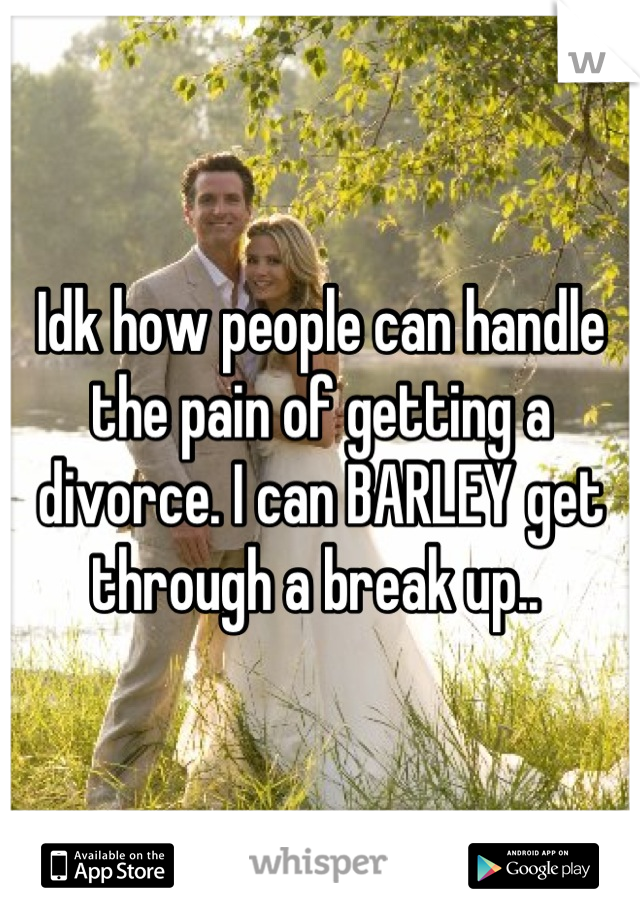 Idk how people can handle the pain of getting a divorce. I can BARLEY get through a break up.. 