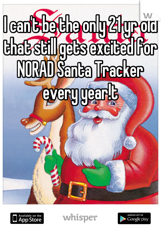 I can't be the only 21 yr old that still gets excited for NORAD Santa Tracker every year!t