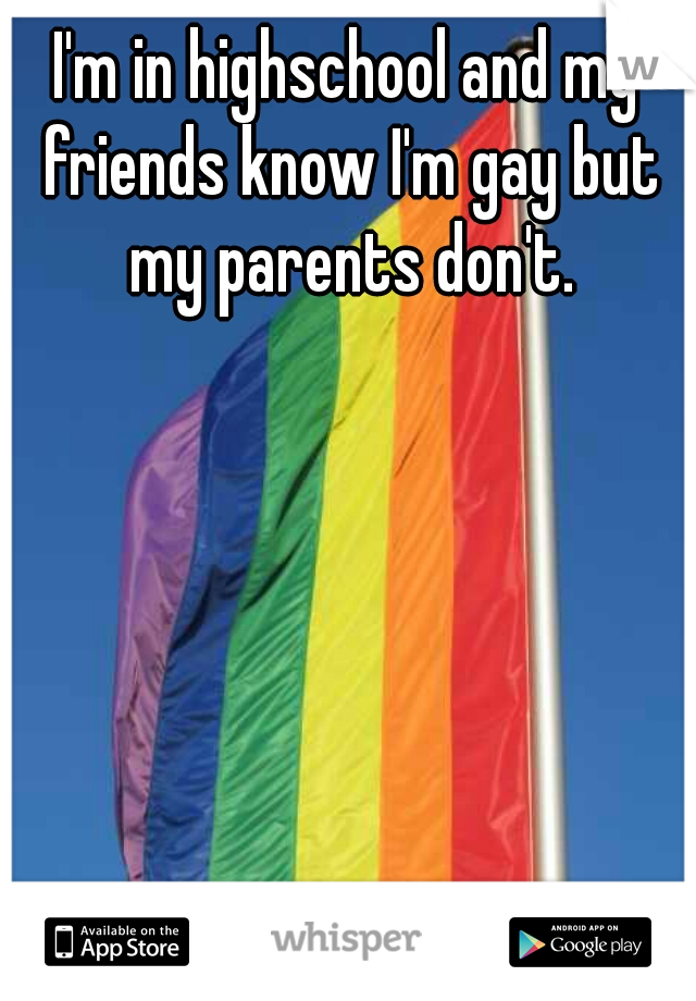 I'm in highschool and my friends know I'm gay but my parents don't.