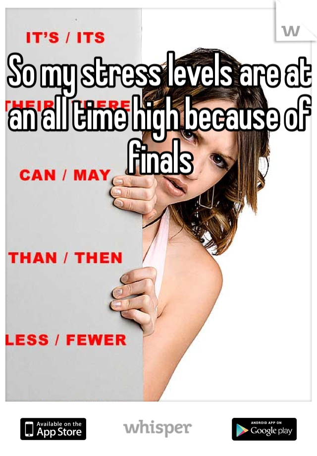 So my stress levels are at an all time high because of finals