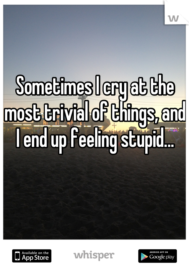 Sometimes I cry at the most trivial of things, and I end up feeling stupid...