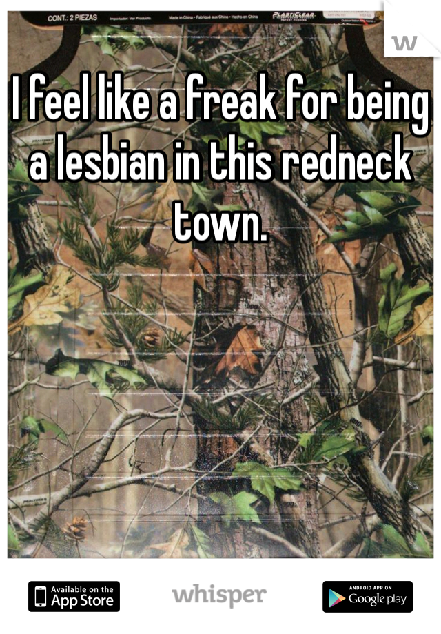 I feel like a freak for being a lesbian in this redneck town.