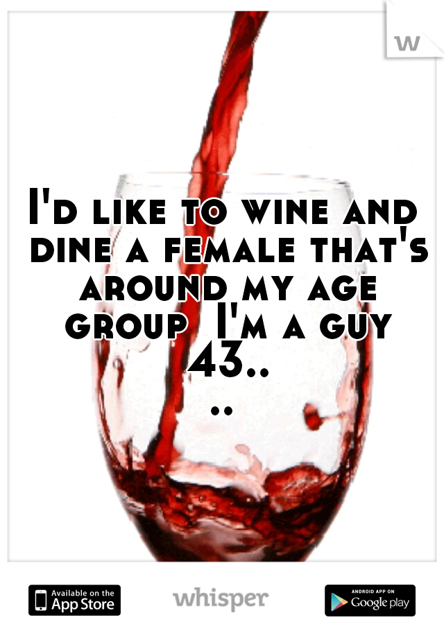 I'd like to wine and dine a female that's around my age group  I'm a guy 43....