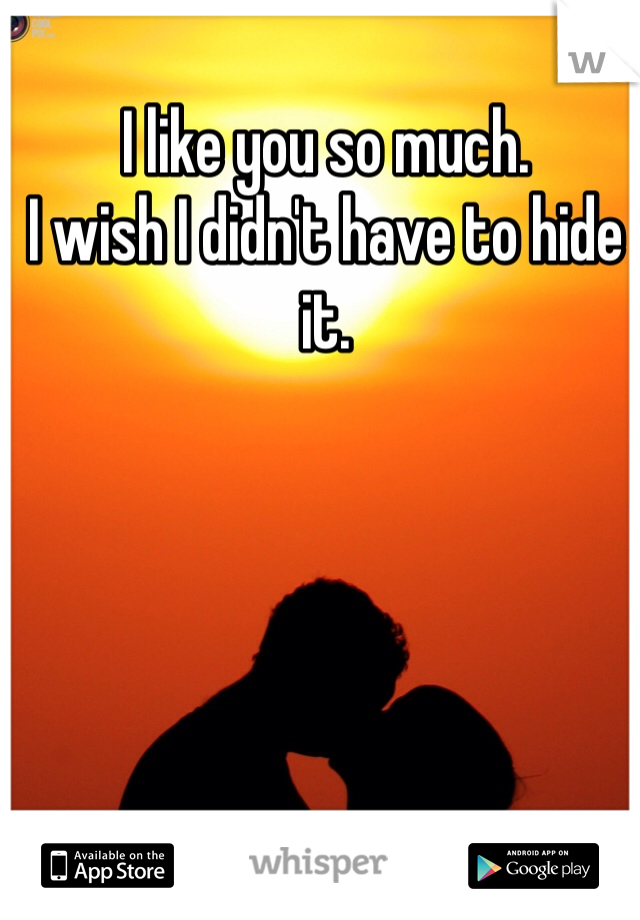 I like you so much. 
I wish I didn't have to hide it. 