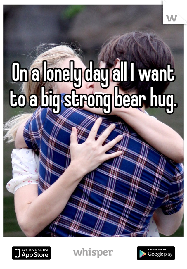On a lonely day all I want to a big strong bear hug. 