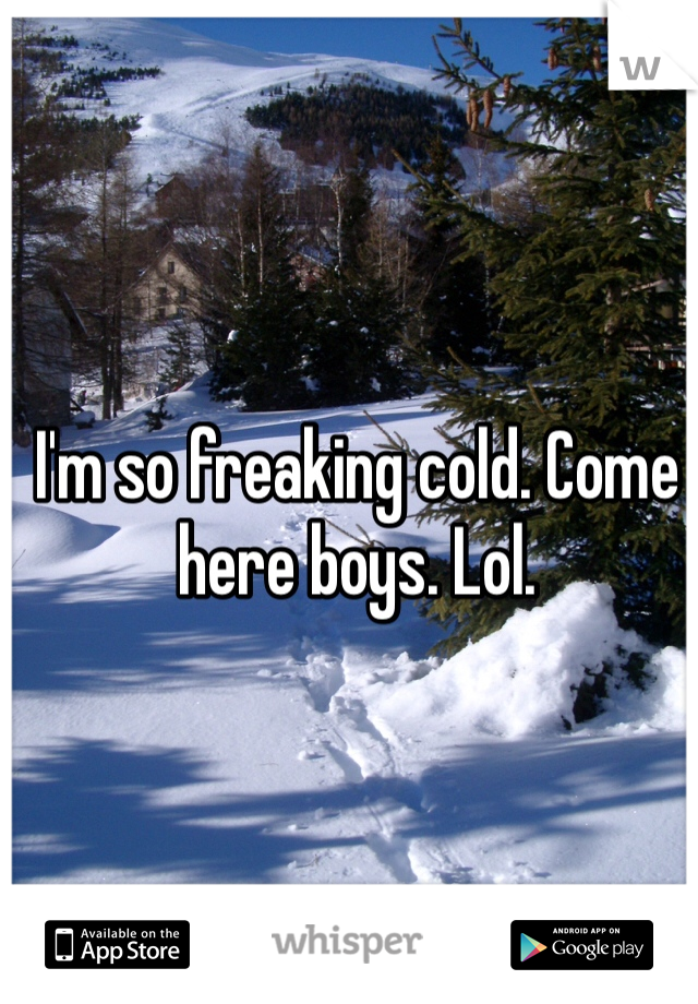 I'm so freaking cold. Come here boys. Lol.