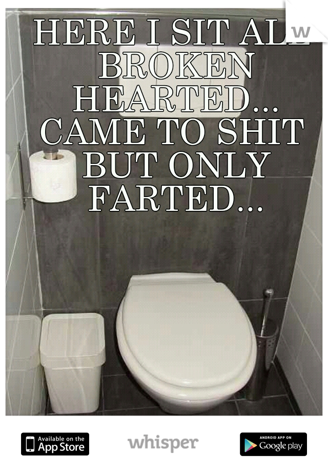 HERE I SIT ALL BROKEN HEARTED...
CAME TO SHIT BUT ONLY FARTED...