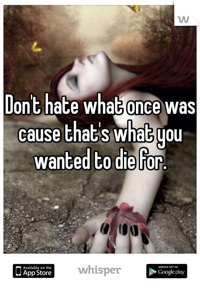 Don't hate what once was cause that's what you wanted to die for. 