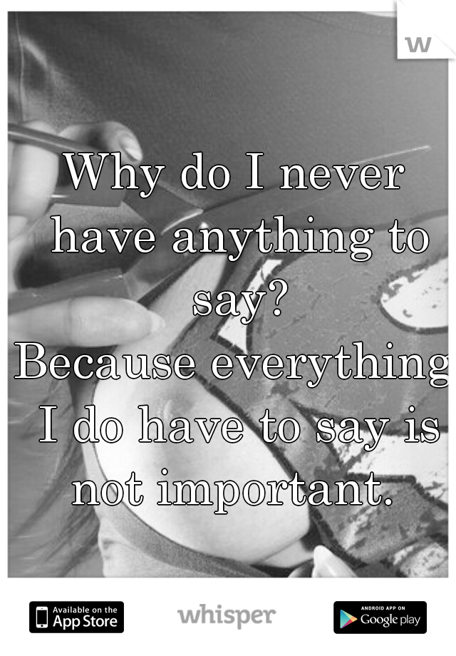 Why do I never have anything to say?

Because everything I do have to say is not important. 