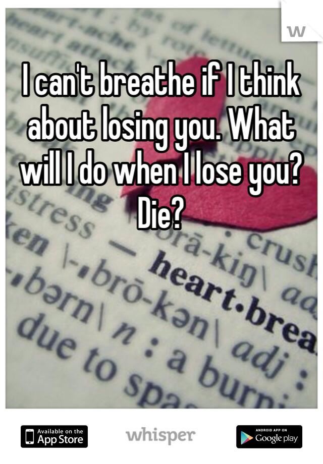 I can't breathe if I think about losing you. What will I do when I lose you? Die? 