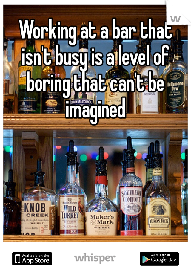 Working at a bar that isn't busy is a level of boring that can't be imagined 