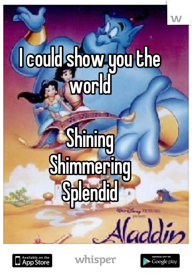 I could show you the world

Shining 
Shimmering
Splendid