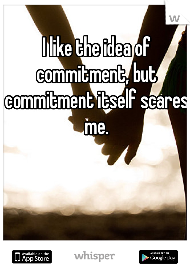 I like the idea of commitment, but commitment itself scares me. 
