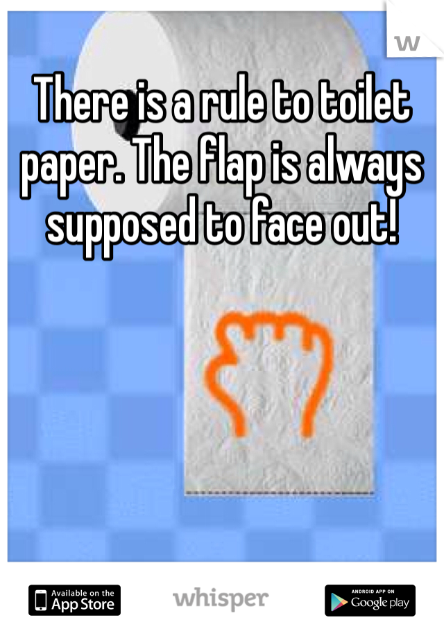 There is a rule to toilet paper. The flap is always supposed to face out!