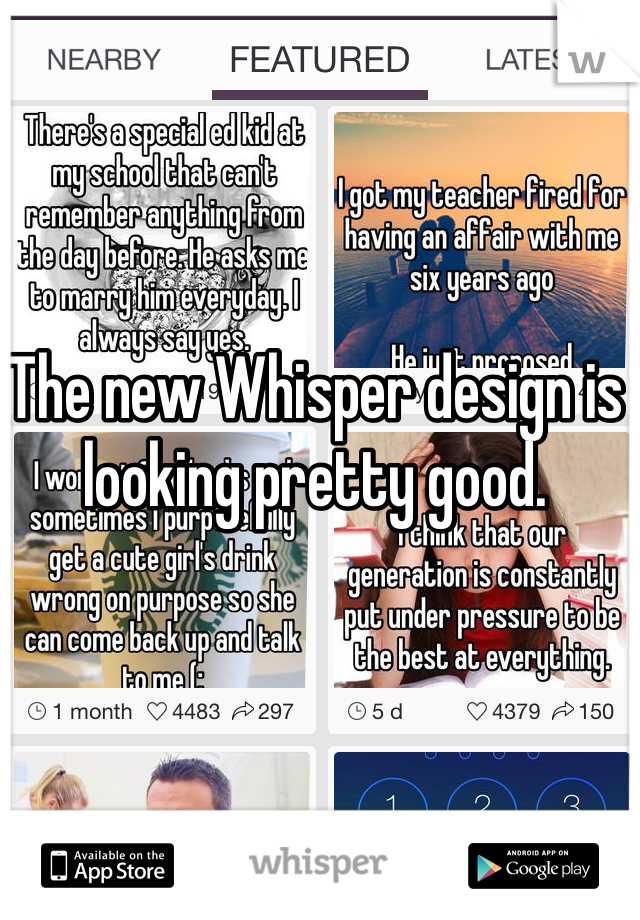 The new Whisper design is looking pretty good.