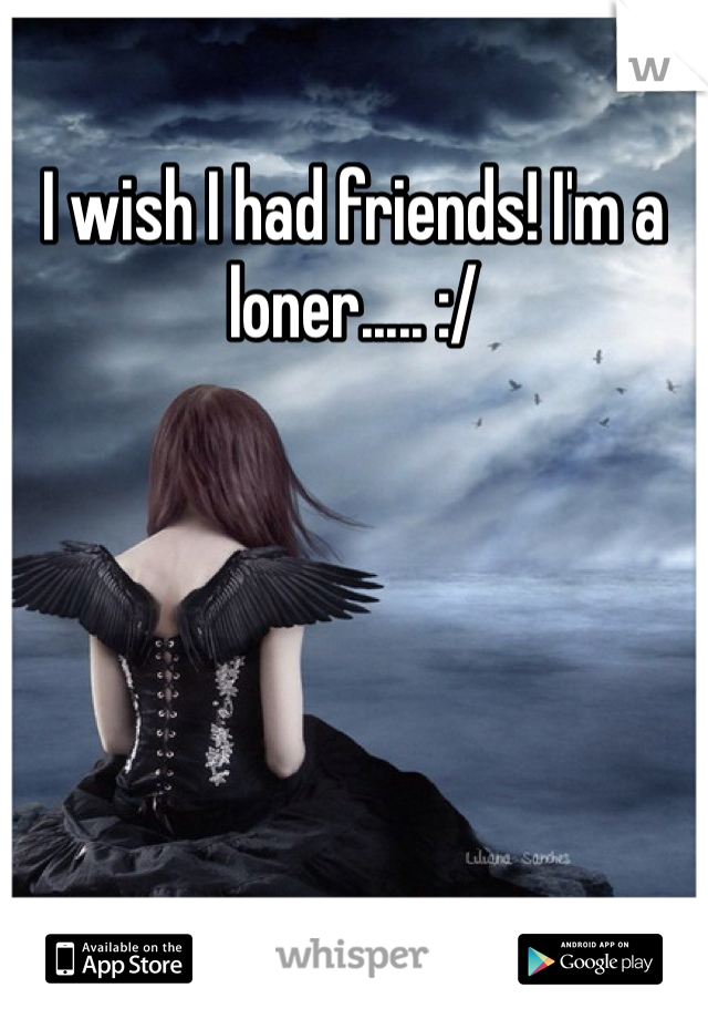 I wish I had friends! I'm a loner..... :/