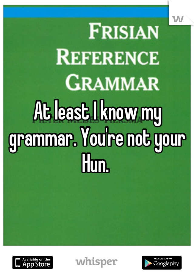 At least I know my grammar. You're not your Hun. 