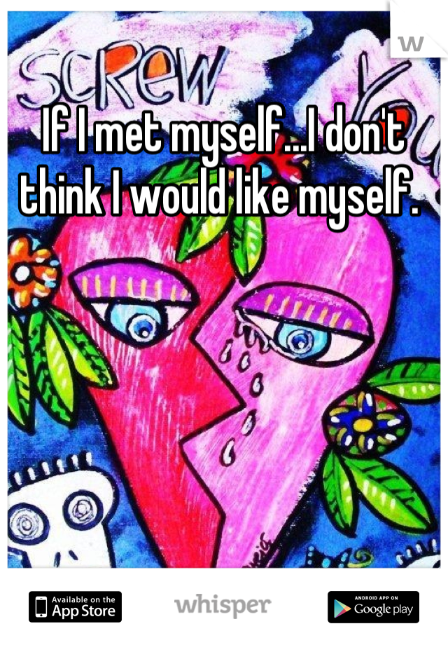 If I met myself...I don't think I would like myself. 