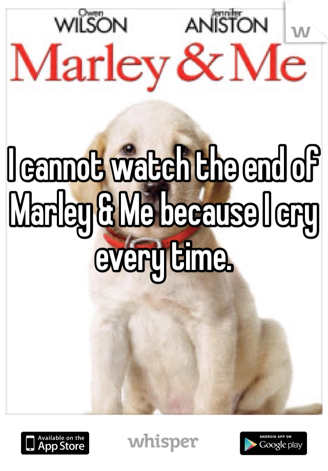 I cannot watch the end of Marley & Me because I cry every time. 