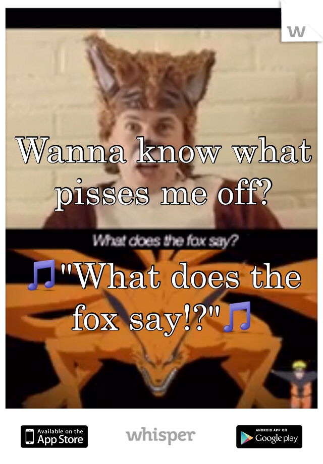 Wanna know what pisses me off? 

🎵"What does the fox say!?"🎵