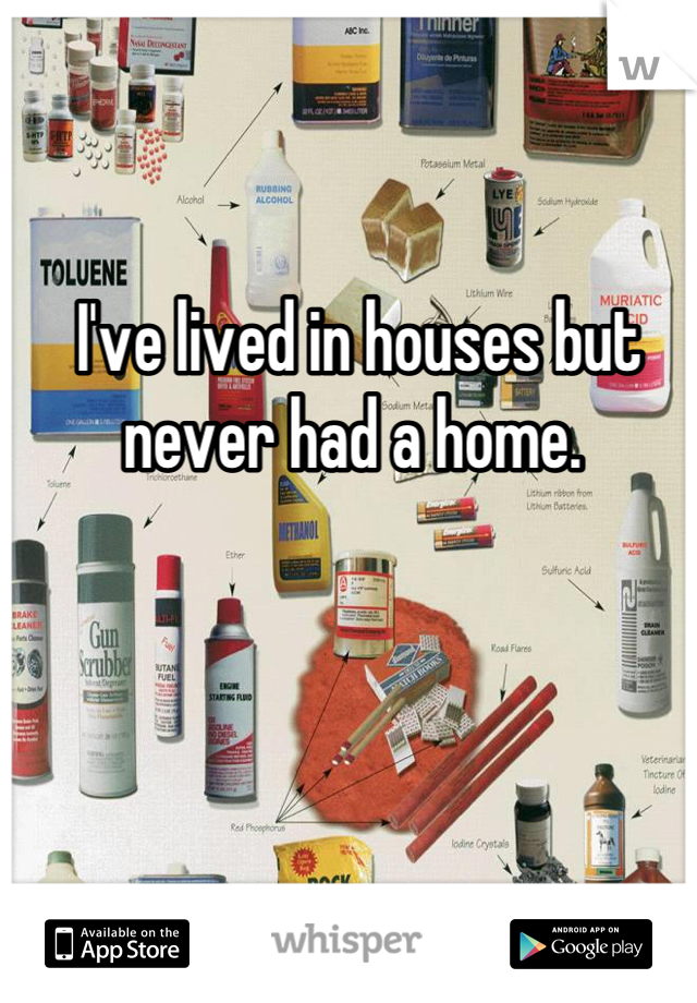 I've lived in houses but never had a home. 

