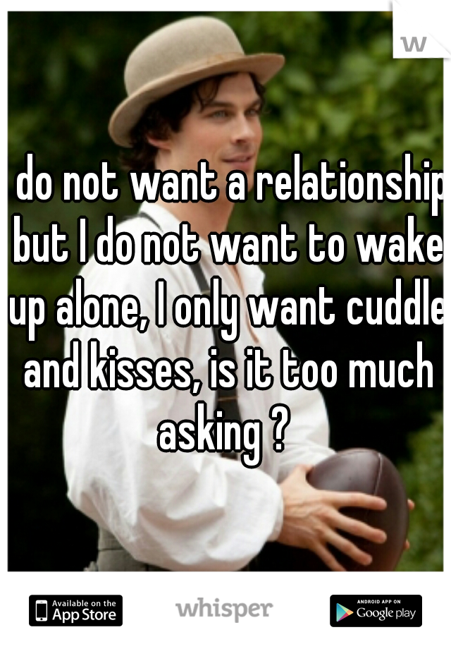 I do not want a relationship but I do not want to wake up alone, I only want cuddle and kisses, is it too much asking ? 