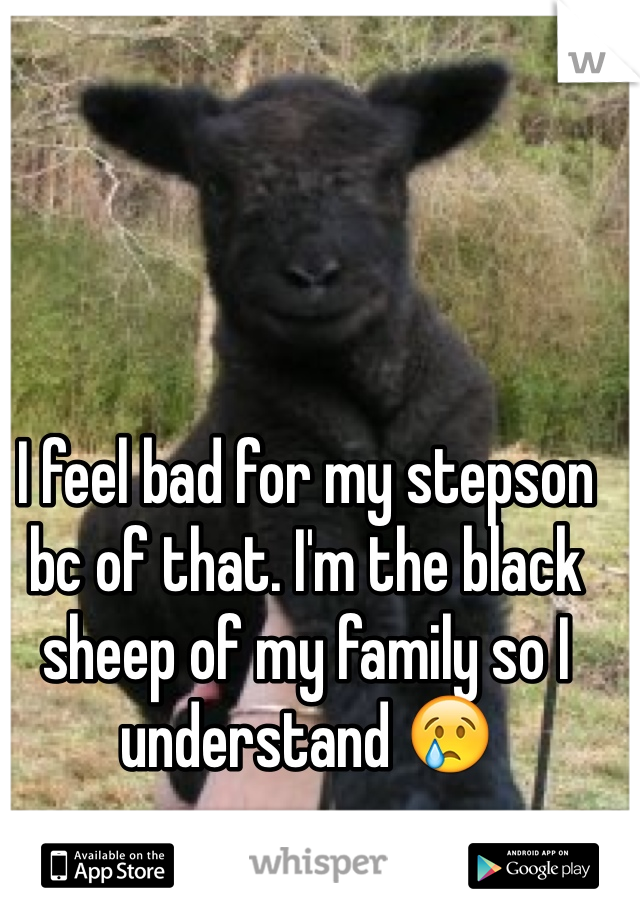 I feel bad for my stepson bc of that. I'm the black sheep of my family so I understand 😢