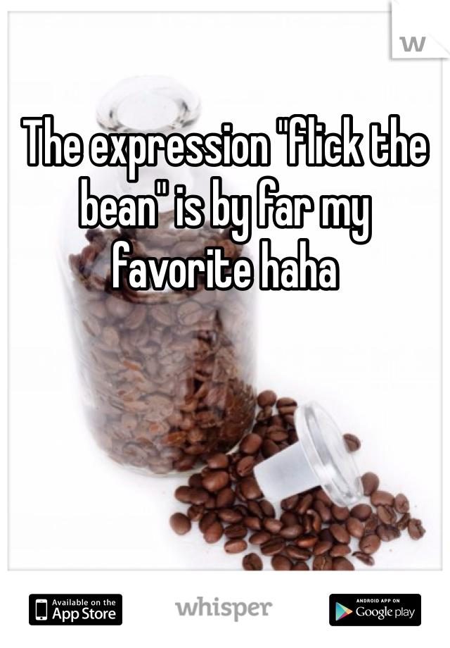 The expression "flick the bean" is by far my favorite haha
