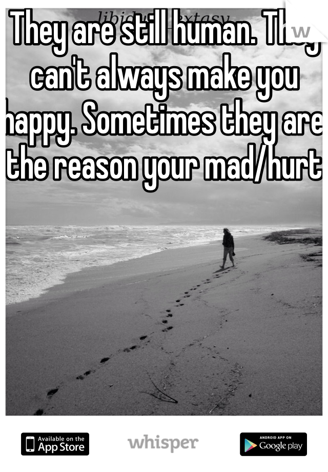 They are still human. They can't always make you happy. Sometimes they are the reason your mad/hurt