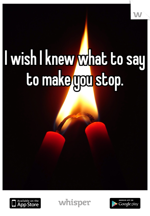 I wish I knew what to say to make you stop. 