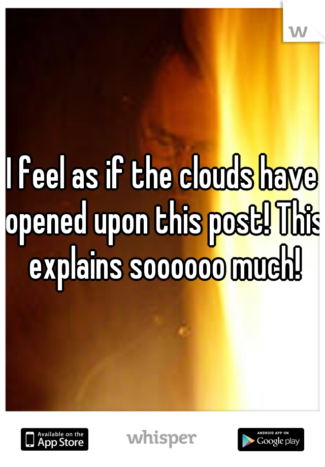 I feel as if the clouds have opened upon this post! This explains soooooo much!