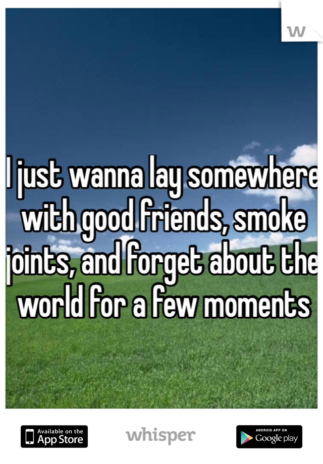 I just wanna lay somewhere with good friends, smoke joints, and forget about the world for a few moments